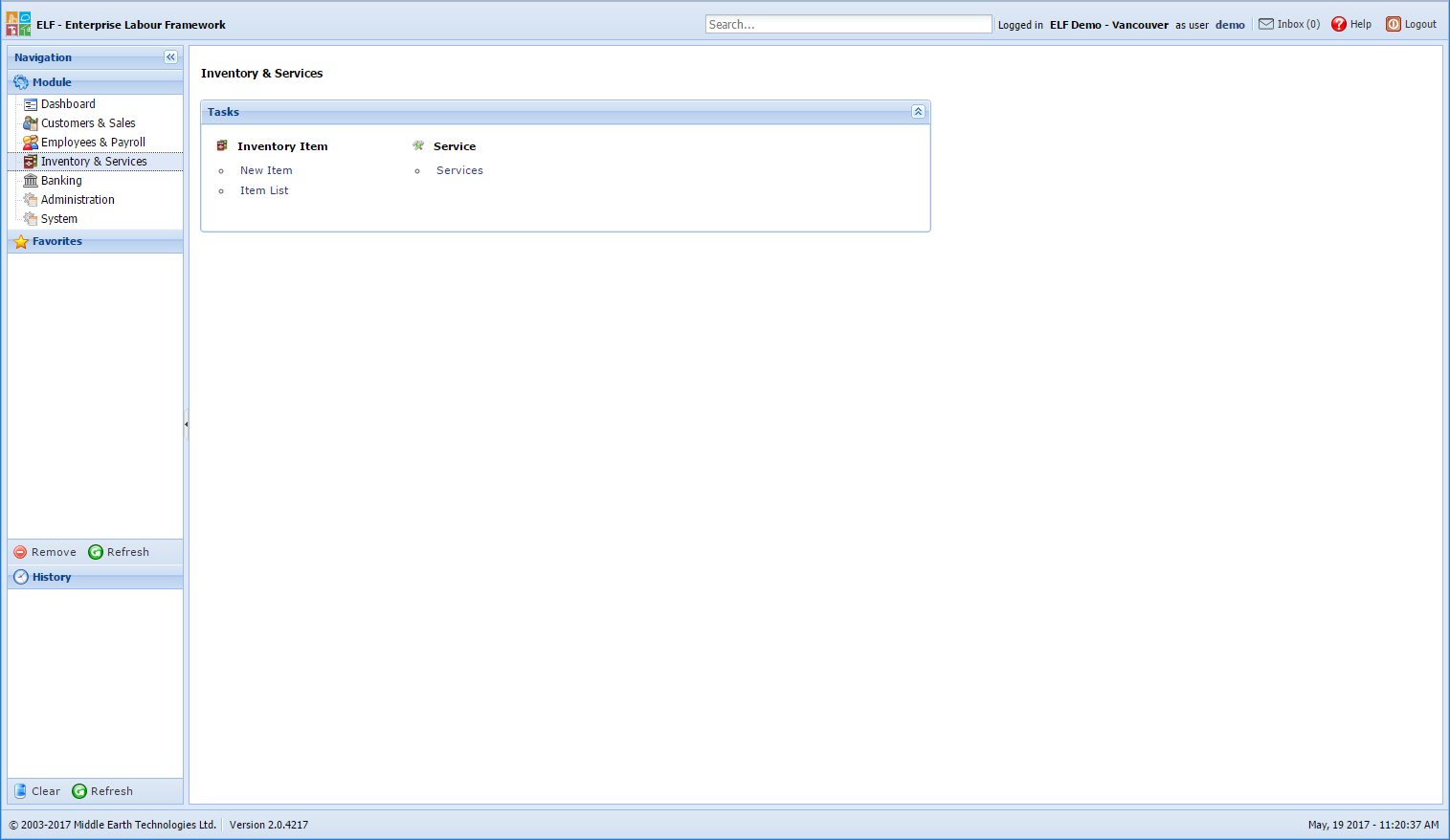Inventory & Services Module